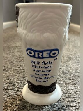 Vintage Oreo Milkshake Recipe Ceramic Cup | Footed Soda Shop Style